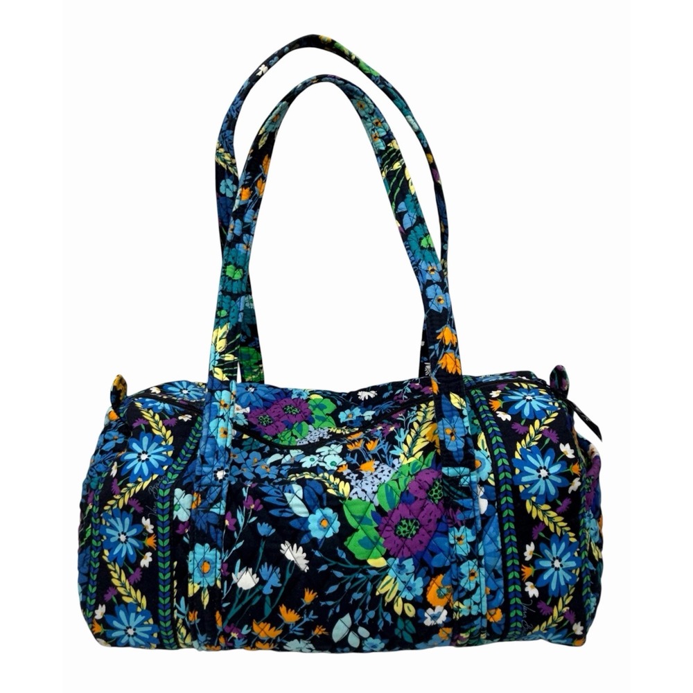 Vera Bradley Weekender Travel Bag Midnight Blues Zipper Floral Pocket Gift 1094 - Picture 7 of 15